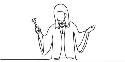Judge with gavel in hand drawing vector