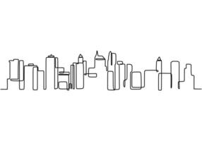 Skyline skyscrapers one line drawing vector