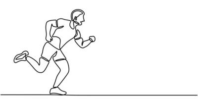 Man sprinting forward one line drawing vector