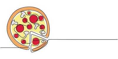 Pizza with missing slices line art vector