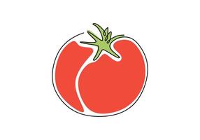 Fresh tomato one line drawing vector