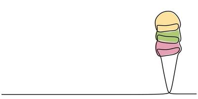 Ice cream cone one line drawing vector