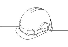 Safety helmet one line drawing construction work vector