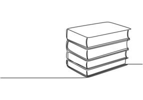 Stack of books in continuous line drawing. Education concept highlighting knowledge and resources. vector