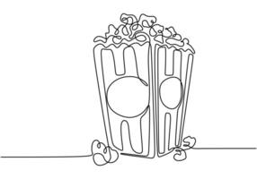 Popcorn bucket one line drawing vector