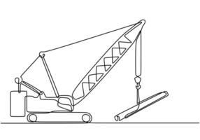 Minimalist construction crane single line drawing vector
