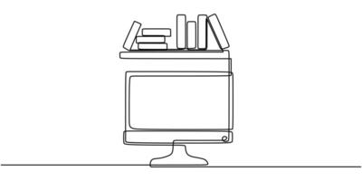 Computer One Line Drawing for Digital Learning and Education vector