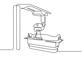 X-ray Machine Line Drawing. Continuous line drawing for healthcare and medical analysis. vector