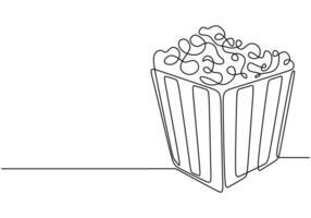 Popcorn snack one line drawing vector