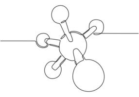 Molecule Symbol Line Art. Continuous line drawing of chemical bonding, simple scientific illustration. vector