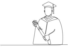 Man celebrating graduation one line drawing vector