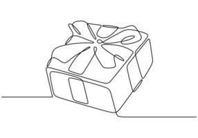 Gift box continuous line art vector