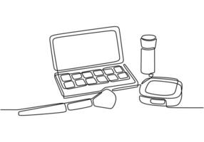 Makeup tools continuous line art vector