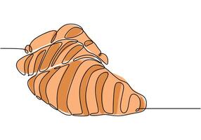 Croissant continuous line drawing. Minimalist bakery food concept isolated on white background. vector