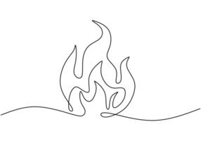 Flame in continuous line drawing. Nature element symbol illustration. vector
