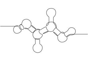 Molecule Structure Continuous Line Drawing. Minimalist healthcare concept for scientific bonding illustrations. vector