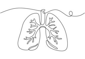 Human Lungs Line Drawing. Healthcare concept, continuous line art of lungs for medical themes. vector