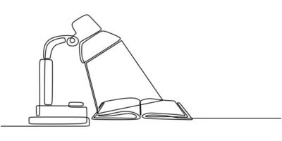Book and Lamp One Line Drawing for Knowledge and Education vector