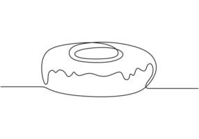 Donut continuous line drawing. Minimalist food and drink concept isolated on white background. vector