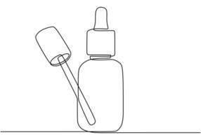 Continuous line drawing of a serum bottle. Illustration for beauty and fashion concepts. vector