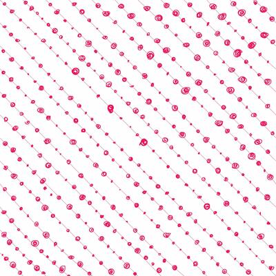 Hand drawn ink diagonal lines with dots dot circles pink color on white. Seamless pattern