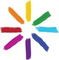 Rainbow colorful brush strokes in circle shape vector