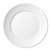 Plain round white plate with smooth edges on transparent background png