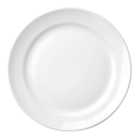 Top view of clean white plate on transparent background png