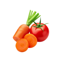 Tomato with sliced carrot on transparent background png