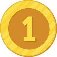 Gold Coin with the Number One Illustration png