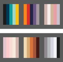 Color palettes evoking varied moods from cool tranquility to warm energy in organized rectangular vector