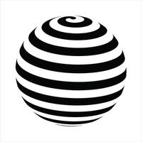 An optical illusion sphere with mesmerizing black and white spiral bands creating dynamic movement vector