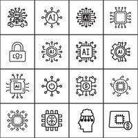trend AI and Machine Learning Technology Icons vector