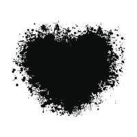 A black heart made of paint splatters expressing raw emotion and creative expression on a white vector