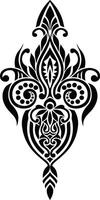 artwork An elaborate black floral damask pattern reminiscent of vintage textiles with intricate swirls and a central leaf motif vector