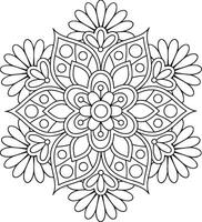 floral pattern mandala ready for mindful coloring and creative relaxation with clean black lines and crisp vector
