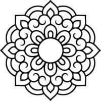 Intricate floral mandala pattern reflecting balance and harmony in a classic line drawing vector