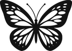 A graceful black butterfly soars representing metamorphosis and freedom in minimalist line art style vector