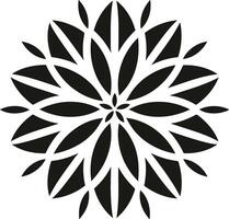 A mesmerizing floral bloom of elegant black petals in a cyclical dance expressing natural beauty and balanced graphic vector
