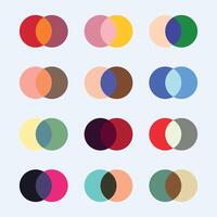 A series of colorful circles overlapping creating new hues shades simple geometric design pale blue vector
