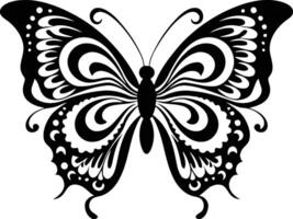A graceful black butterfly dances with ornate patterns embodying transformation and delicate beauty vector