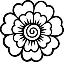 Intricate floral mandala symbolizing harmony and balance with bold black outline design vector