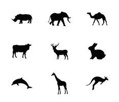 A captivating collection of diverse wildlife silhouettes symbolizing nature grand design vector