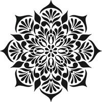 Abstract black and white floral pattern shape vector