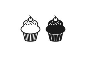cupcake icon line and flat design vector