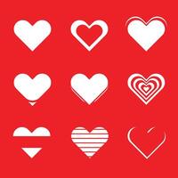 Heart icons. Set of love symbols. Set of heart modern icons isolated on Red background. illustration vector