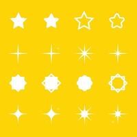 Star of different shapes flash silhouette set, Collection of twinkle particle stars and rays decorative symbols for design vector