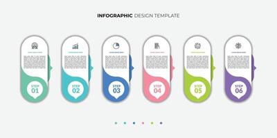 Business infographic template. 6 Step timeline journey. Process diagram, 6 step or options on white background vector