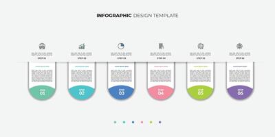 Business infographic template. 6 Step timeline journey. Process diagram with paper cut style vector