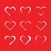 Heart icons. Set of love symbols. Set of heart trend icons isolated on Red background. vector